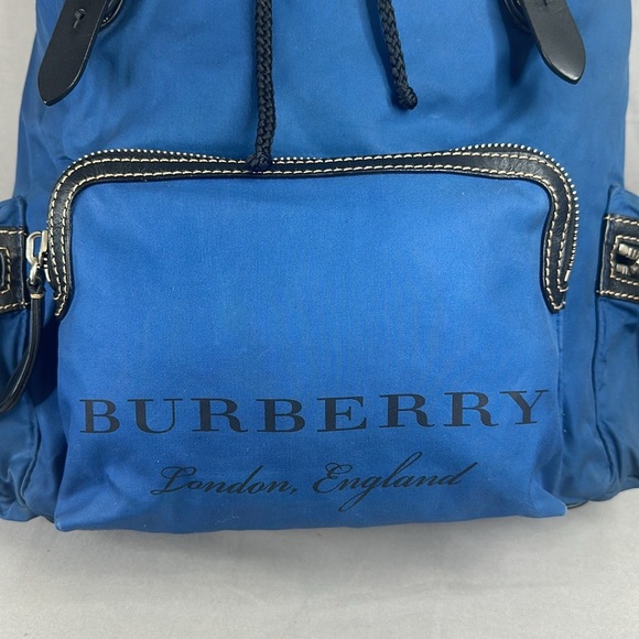 BURBERRY 
Nylon Logo Print Large Rucksack Backpack Bright Blue - Picture 8 of 12